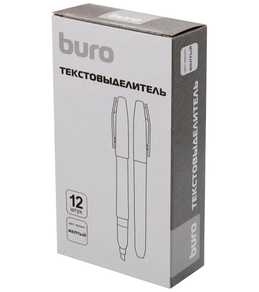 Текстовыделитель Buro Base, скошенный пишущий наконечник, 1-4мм, желтый, коробка