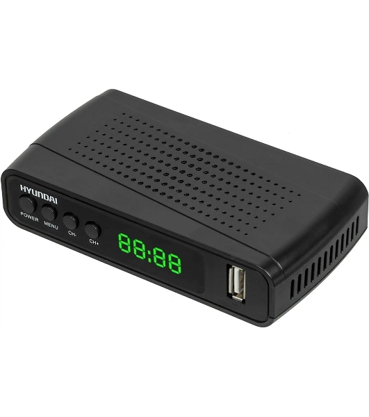 Приставка для цифрового ТВ Hyundai H-DVB520 черный, DVB-T2, DVB-T, DVB-C, HDMI, USB 2.0 х2