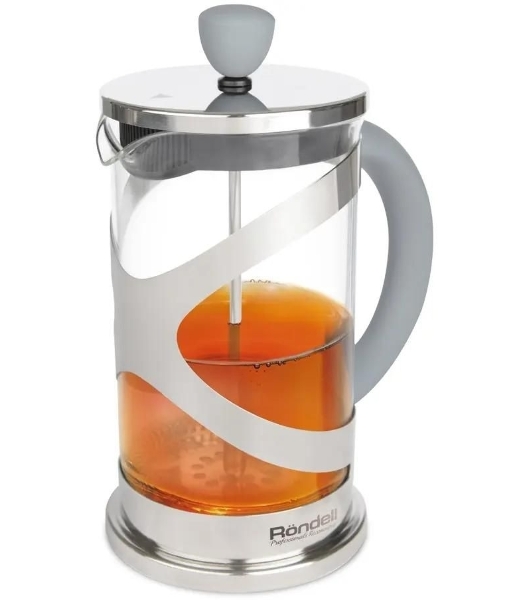Френч-пресс Rondell Crystal Grey RDS-840, 1 л, стальной