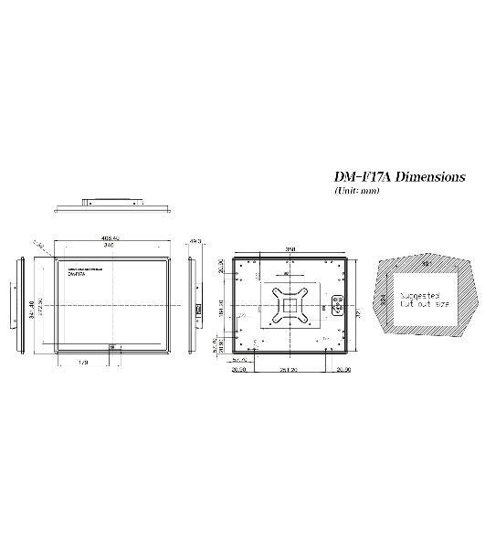 Монитор 17' DM-F17A/R-R30 LCD 1280x1024, 60 Гц, 5 мс, 350 кд/м², 1xHDMI, 1xDP, 1xVGA, 1xUSB, черный