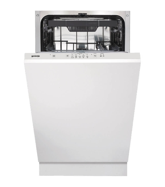 Посудомоечная машина встраиваемая Gorenje GV520D17S, загрузка 10 комплектов, стандартный мотор, регулировка верхней корзины по высоте, 3 корзины, кнопочное управление, звуковой сигнал завершения цикла, автооткрывание дверцы, половинная загрузка, полный AquaStop, энергоэффективность А+++, уровень шума 47 дБ, белый