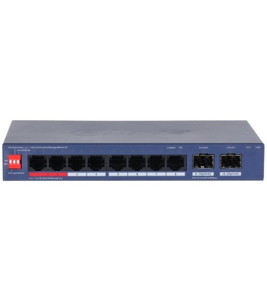 Коммутатор Dahua DH-CS4210-8GT-110, 8×1 Гбит/с + 2×1 Гбит/с SFP, управляемый