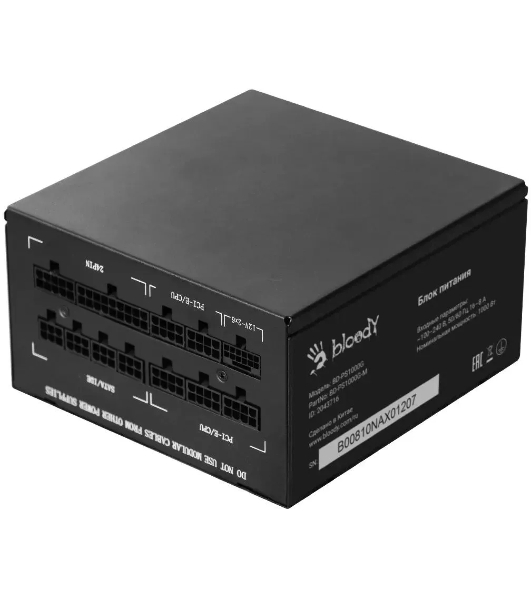 Блок питания Bloody BD-PS1250P, 1250 Вт, 80 PLUS Platinum, 140мм, модульный, черный