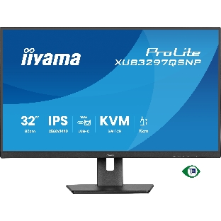 Монитор 32' Iiyama ProLite XUB3297QSNP-B1 IPS QHD, 100 Гц, 1 мс (MPRT), 16:9, 350 кд/м², HDMI 2.0, DP 1.4, USB-C (95 Вт PD), встроенные динамики (2x2.5 Вт), KVM-модуль, поворотная подставка, черный