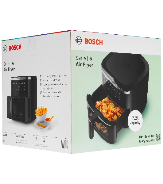 Аэрогриль Bosch MAF671B0 черный, 1800 Вт, 7.2 л, сенсор, 8 программ