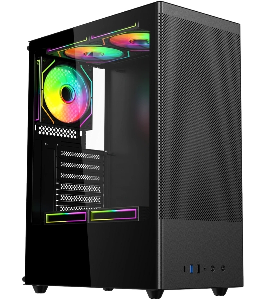 Компьютерный корпус ACD Citadel 108B ATX, Type-C + 2XUSB ports + HD audio combo, Mesh, TG, черный.