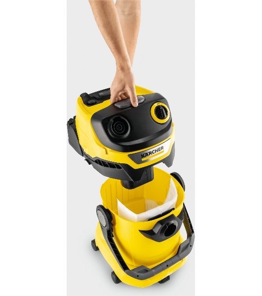 Строительный пылесос Karcher WD 5 V-25/5/22 желтый, 1100 Вт, уборка сухая/сбор воды, пылесборник мешок/контейнер, 25 л