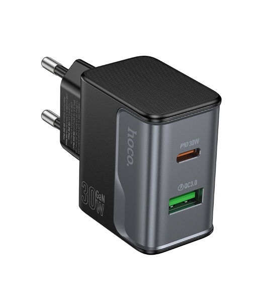 Зарядное устройство Hoco 30Вт, 3А, QC3.0/PD, 1xUSB, 1xType-C, CS73A, черный, коробка