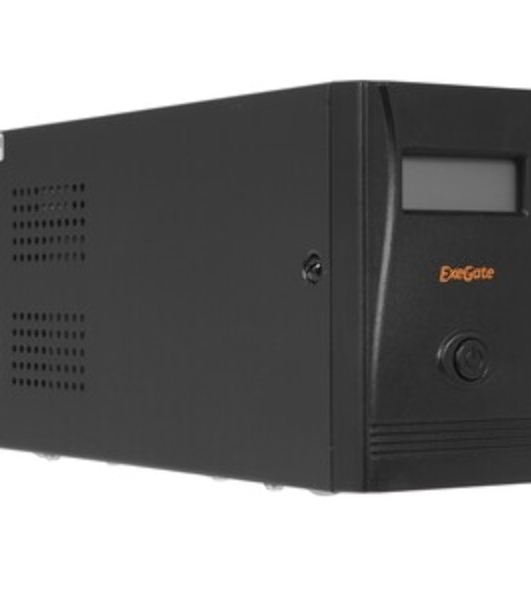 Источник бесперебойного питания ExeGate Smart LB-850.LCD.AVR.2SH.USB (850VA/510W, LCD, AVR, 2*Schuko, USB, батарея 12V 9Ah, черный)
