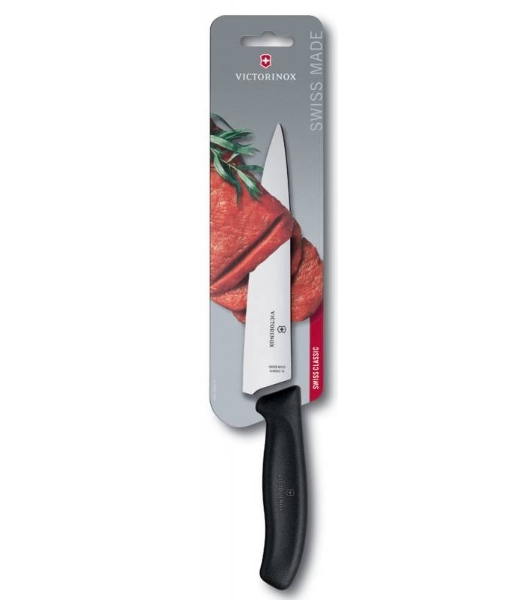 Нож кухонный Victorinox Swiss Classic (6.8003.19B) стальной разделочный лезв.190мм прямая заточка черный блистер