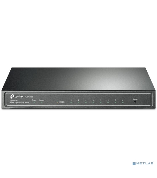 Коммутатор TP-Link SMB TL-SG2008 8-port Pure-Gigabit Desktop Smart Switch, 8 10/100/1000Mbps RJ45 ports, Tag-based VLAN, STP/RSTP/MSTP, IGMP V1/V2/V3 Snooping, DHCP Filtering, 802.1P Qos, Rate Limiting, Voice VLAN,
