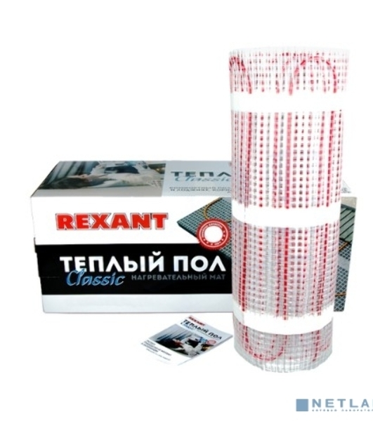 Теплый пол (нагревательный мат) Rexant Classic RNX -2,0-300 (площадь 2,0 м2 (0,5 х 4,0 м)),300 Вт, двухжильный с экраном