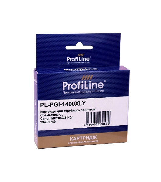 Картридж струйный ProfiLine PL-PGI-1400XLY для принтеров Canon MB2040/MB2140/MB2340/MB2740 с чернилами Yellow