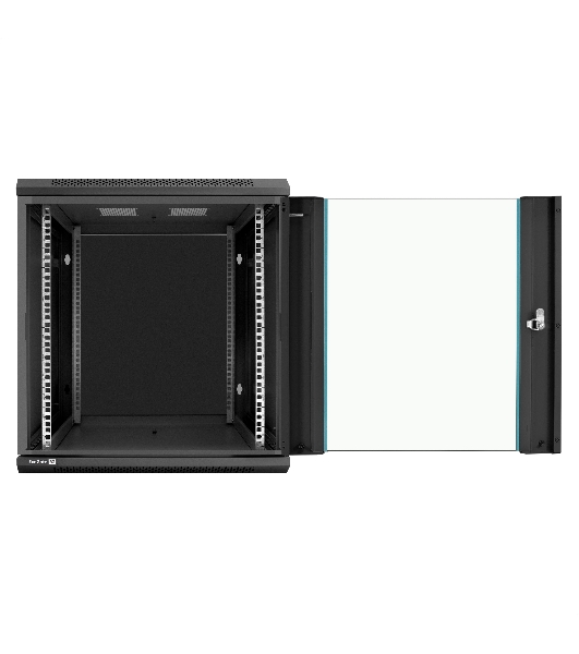 Шкаф телекоммуникационный 19' настенный 12U ExeGate EC-WM-12U.600.G.BLACK (19', 12U, 600x600x635 мм (ШхГхВ), передняя дверь закаленное стекло, съемные боковые панели, пыле- и влагозащита IP23, черный RAL 9004)