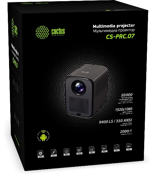 Проектор Cactus CS-PRC.07WT.Full HD-A LCD 9400Lm LS 350Lm ANSI (1920x1080) 2000:1 ресурс лампы:50000часов 1xUSB typeA 1xHDMI 1кг