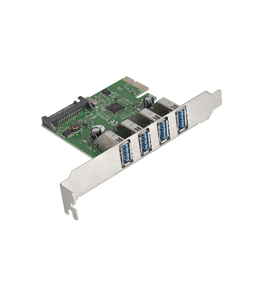 Контроллер ExeGate EXE-314 PCI-E 2.0, 4*USB 3.0 ext, разъем доп.питания (OEM)