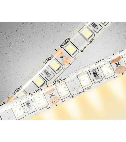 Светодиодная лента Ambrella light GS1201 2835 120Led/ 9.6W m/ 12V IP65 3000K/ 5000*8*2.27mm (2 конт.)