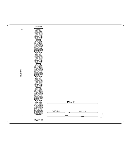 Светильник Ambrella light LH30112 SB/TI бронза/янтарь 35W 3000K D260*1325