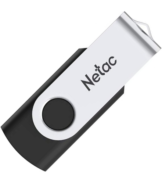 Флешка USB Netac U505 (NT03U505N-064G-20BK), 64Gb, USB 2.0, R/W 70/30, черный/серебристый