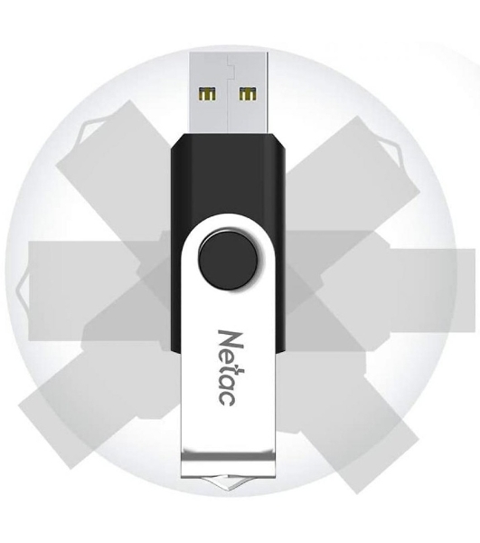 Флешка USB Netac U505 (NT03U505N-064G-20BK), 64Gb, USB 2.0, R/W 70/30, черный/серебристый