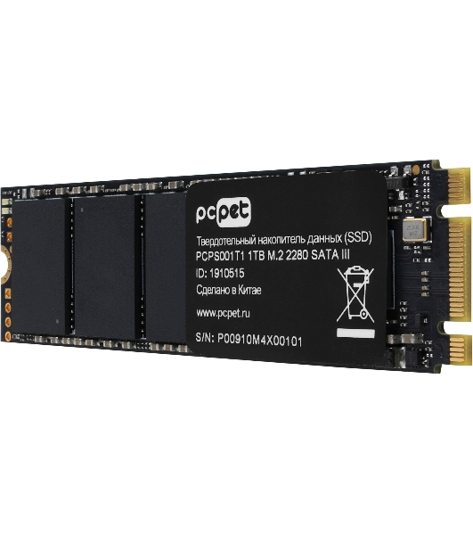 Накопитель SSD PC PET PCPS001T1, 1Tb, SATA, M.2 2280, R/W 500/450