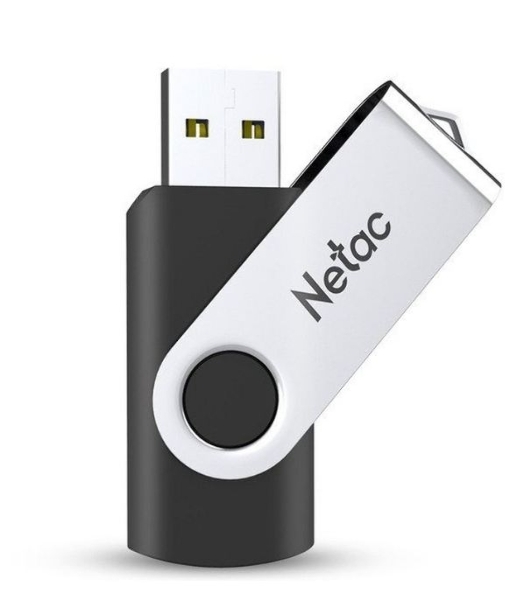 Флешка USB Netac U505 (NT03U505N-128G-20BK), 128Gb, USB 2.0, R/W 70/30, черный/серебристый