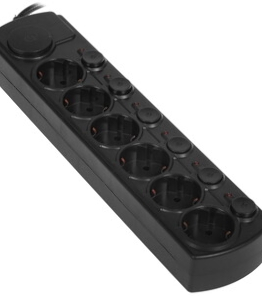 Сетевой фильтр Ippon BK-6-EU-5-10-B 5 м, 6 розеток, черный, коробка