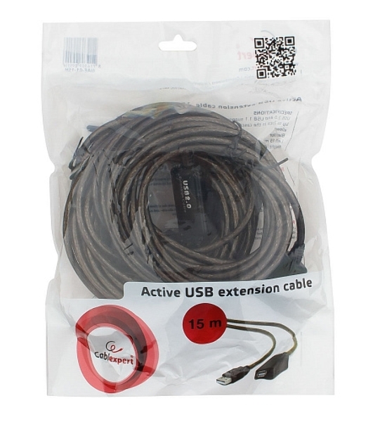 Кабель-удлинитель USB2.0 активный Cablexpert UAE-01-15M, AM/AF, 15м