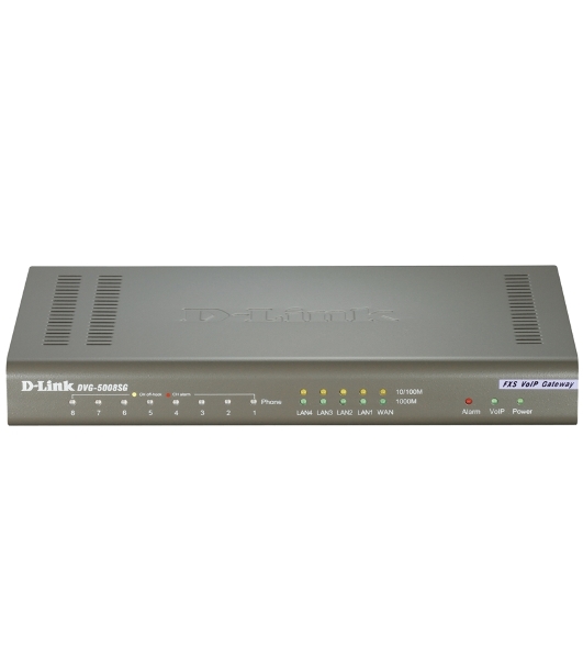 Интернет-телефония D-Link DVG-5008SG/A1A Голосовой шлюз с 8 FXS-портами, 1 WAN-портом 10/100/1000Base-T и 4 LAN-портами 10/1000Base-T