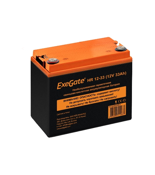 Аккумуляторная батарея ExeGate HR 12-33 (12V 33Ah, под болт М6)