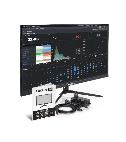 Монитор 27' ExeGate SmartView EZ2700A IPS 1920x1080, 75 Гц, 5 мс, 16:9, 250 кд/м2, 1xHDMI, 1xVGA, 1x3.5 мм, черный