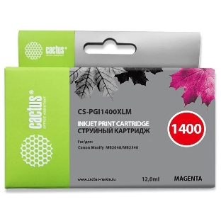 Картридж струйный Cactus CS-PGI1400XLM пурпурный (12 мл) для HP Canon MB2050/MB2350/MB2040/MB2340