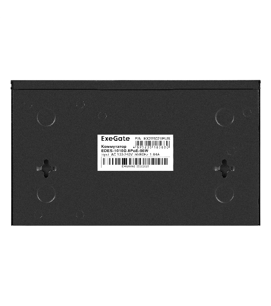 Коммутатор ExeGate EDES-1010D.8PoE-96W, 8×100 Мбит/с PoE + 2×100 Мбит/с, неуправляемый