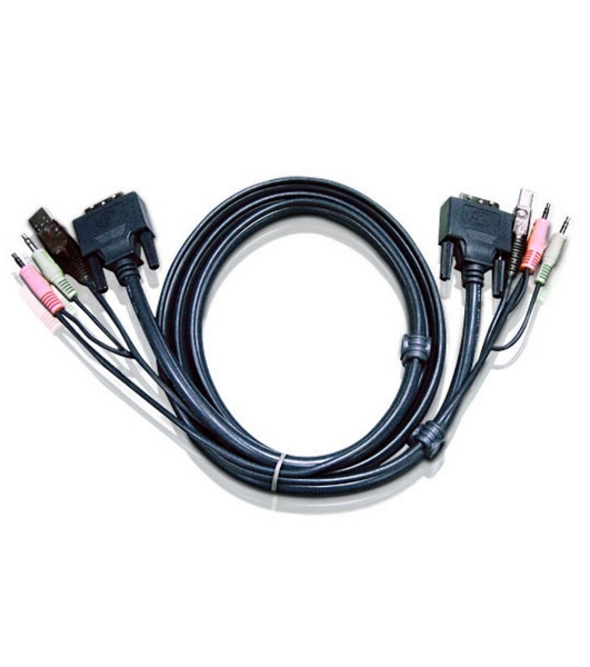 Кабель ATEN KVM USB(тип А Male)+DVI-D(Male)+2хАудио(Male) (-) USB(тип B Male)+DVI-D(Male)+2хАудио(Male) 3м., черный. CABLE DVI/USBA/SP.MC-DVI/USB B 3.0M