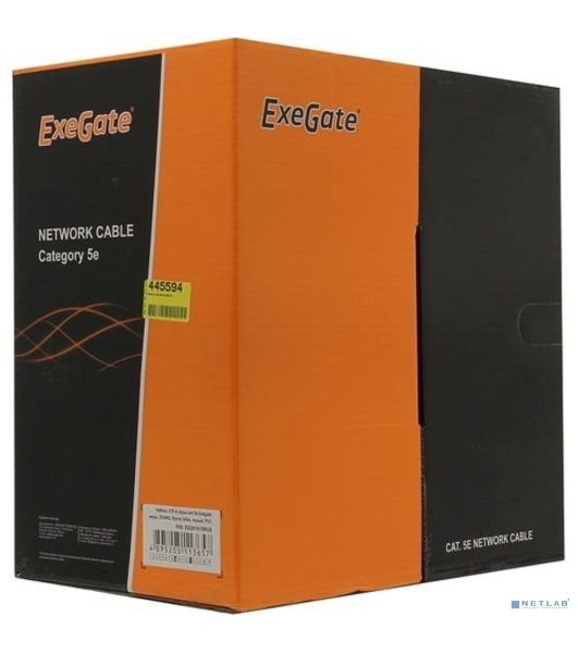 Кабель ExeGate UTP 4 пары кат.5e медь, 25AWG, бухта 305м, серый, PVC