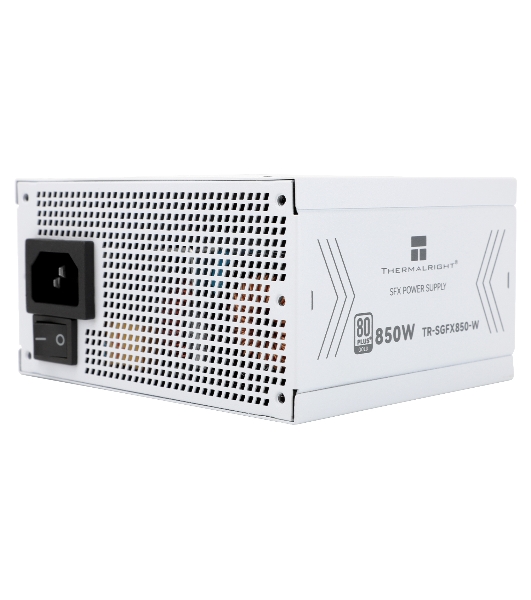 Блок питания Thermalright, 850W 80+ Gold (SFX, 3.1, PCIe 5.1, Full modular, 1x24(20+4)pin, 1xCPU 8(4+4)pin, 2xPCIe*2 8(6+2)pin, 1x12VHPWR PCIe 5.1 12+4pin 600мм, 3xSATA3, 3xMOLEX4pin, Active, 92x92mm, 100x125x64mm, APFC, OPP, OVP, OTP, OCP, SCP, UVP, white)