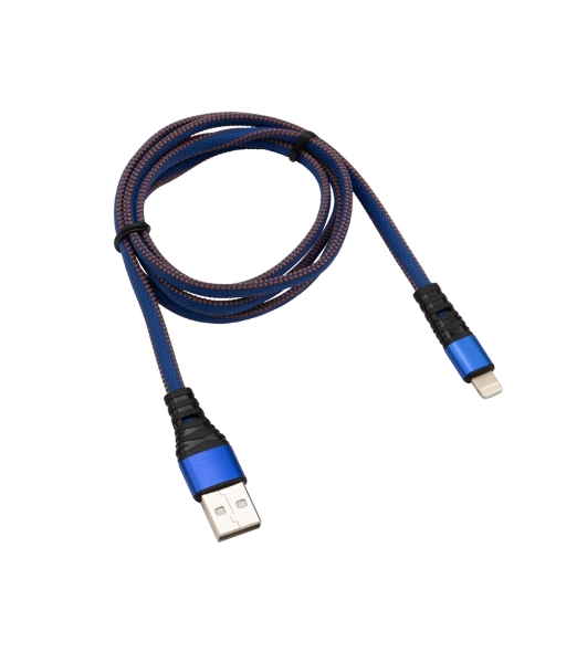 Кабель Rexant USB-Lightning 2.4 A, 1 м, синяя нейлоновая оплетка