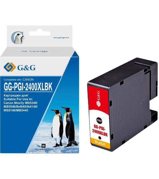 Картридж струйный G&G GG-PGI-2400XLBK (PGI-2400XL BK) черный (74.6 мл) для Canon Maxify iB4040/iB4140/МВ5040/MB5140/МВ5340/MB5440