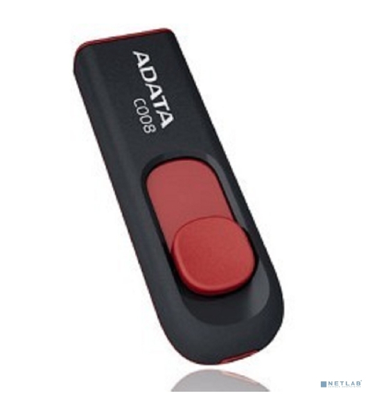 Флешка USB ADATA Classic C008 (AC008-16G-RKD), 16Gb, USB 2.0, R/W 30/6, черный/красный