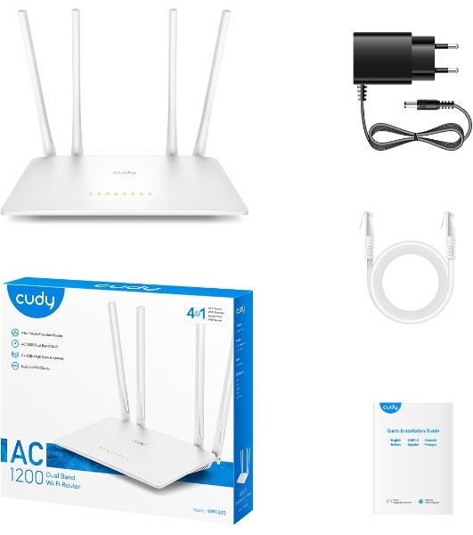 Роутер беспроводной Cudy WR1200 AC1200 10/100BASE-TX белый