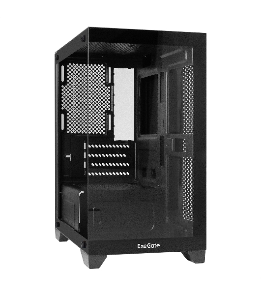 Компьютерный корпус Minitower ExeGate i3 SEA LE-NPX450 (mATX, БП 450NPX, 1хUSB+1хUSB 3.0, HD аудио, черный, передняя и боковая панели - закаленное стекло)