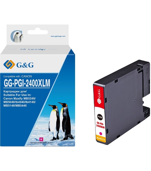 Картридж струйный G&G GG-PGI-2400XLM (PGI-2400XL M) пурпурный (20.4 мл) для Canon Maxify iB4040/iB4140/МВ5040/MB5140/МВ5340/MB5440