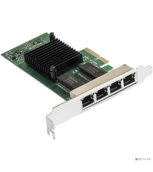 Сетевой адаптер ExeGate EXE-I350-T4V2 (PCI-E x4 v2.1, порты 4xRJ45 (медные), 10/100/1000Mbps, Gigabit NIC Intel Chipset NHI350AM4)