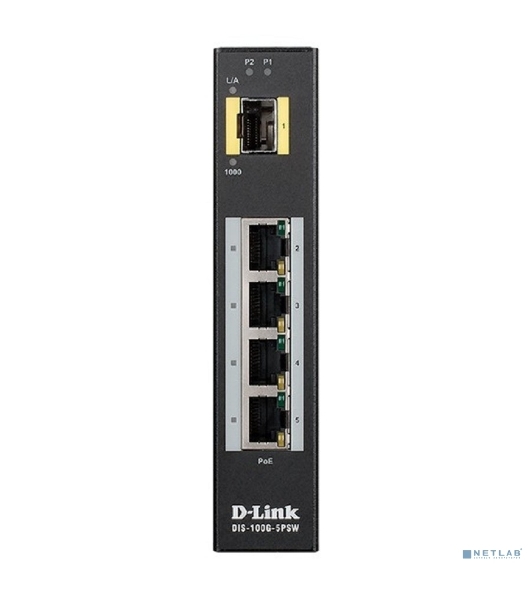 Коммутатор D-Link DIS-100G-5PSW/A1A, 4×1 Гбит/с + 1×1 Гбит/с SFP, неуправляемый
