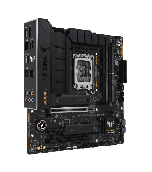 Материнская плата ASUS TUF GAMING B760M-PLUS, LGA 1700, Intel B760, 4xDDR5, 4xSATA, 2xM.2, 1xPCIe 5.0 x16, 1xPCIe 4.0 x4, 1xPCIe x1, 2xUSB-A 3.2 Gen 2, 3xUSB-A 3.2 Gen 1, 2xUSB 2.0, 1xUSB-C 3.2 Gen 2x2, 1x2.5Gb LAN, 5x3.5 мм, 7.1, mATX