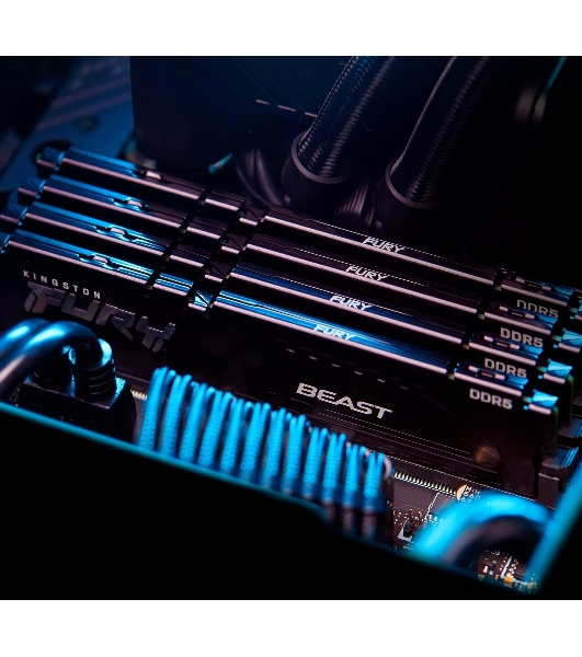 Оперативная память Kingston Fury Beast, DDR5, 32Gb (2x16GB), 6000MHz, CL30, DIMM, с радиатором, черный