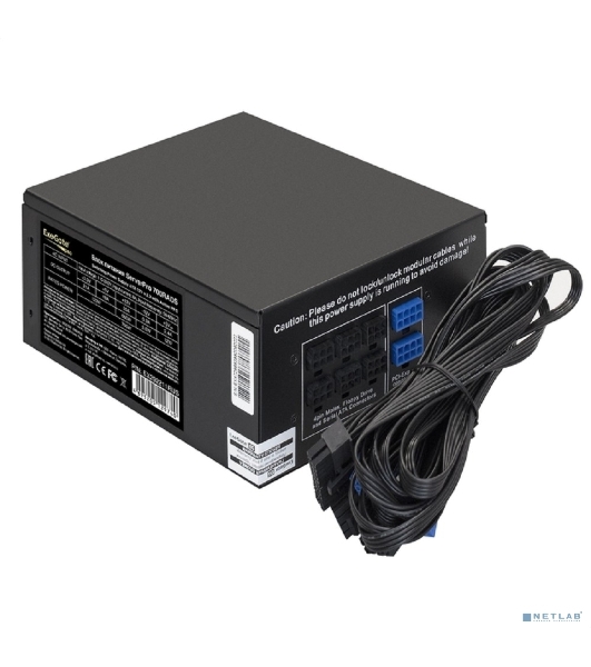 Блок питания серверный 700W ExeGate ServerPRO-700RADS (ATX, for 3U+ cases, APFC, КПД 80% (80 PLUS), 14cm fan, 24pin, 2(4+4)pin, PCIe, 5xSATA, 4xIDE, FDD, Cable Management, black)