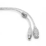 Кабель Cablexpert USB2.0 Pro, AM/BM, 2м, экран, 2 феррит.кольца, прозрачный (CCF-USB2-AMBM-TR-2M), фото3