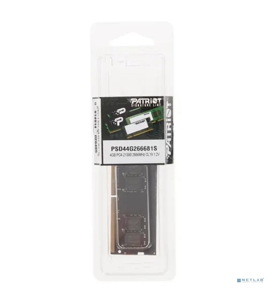 Оперативная память Patriot Signature, DDR4, 4GB (1x4 GB), 2666 MHz, CL19, SO-DIMM