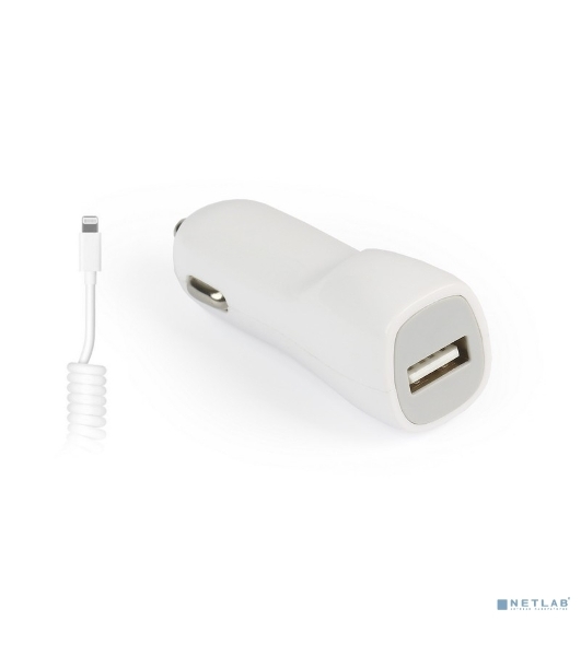 Автомобильное ЗУ SmartBuy® NITRO, вых.ток 1А, 1USB + витой кабель 8pin для 5/5S/5C/6/6S/SE, белое